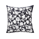 Black Designer Cushion – White Floral Thread Embroidery