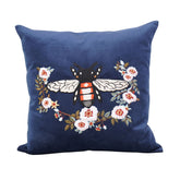 Royal Blue Designer Cushion – Butterfly Thread Embroidery