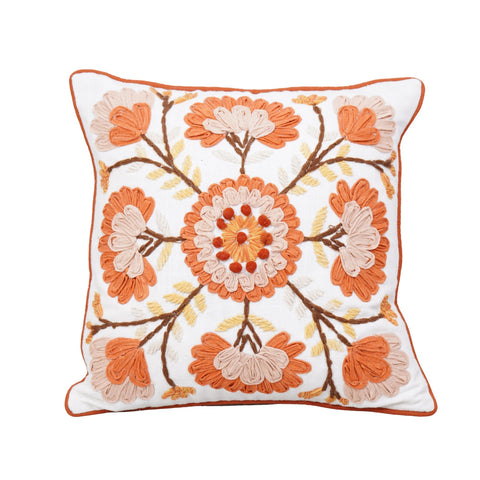 Orange Bloom Cushion – Big & Small Floral Motifs
