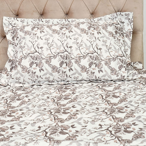 Mocha Garden Printed Bedsheet