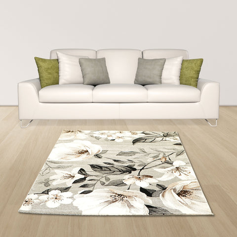 Floral Elegance Carpet – Beige Bloom