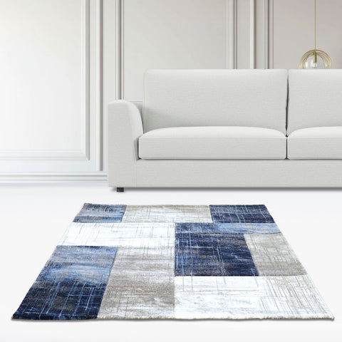 Modern Grid Carpet – Navy Stone Blocks