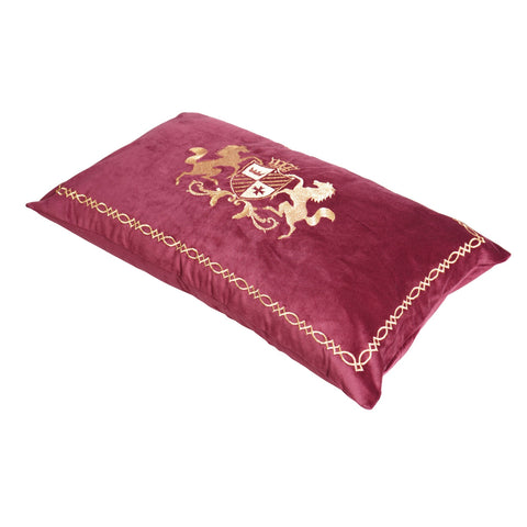 Royal Red Designer Cushion – Horse Emblem Embroidery