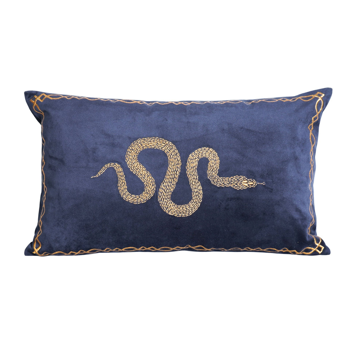 Royal Blue Designer Cushion – Snake Embroidery