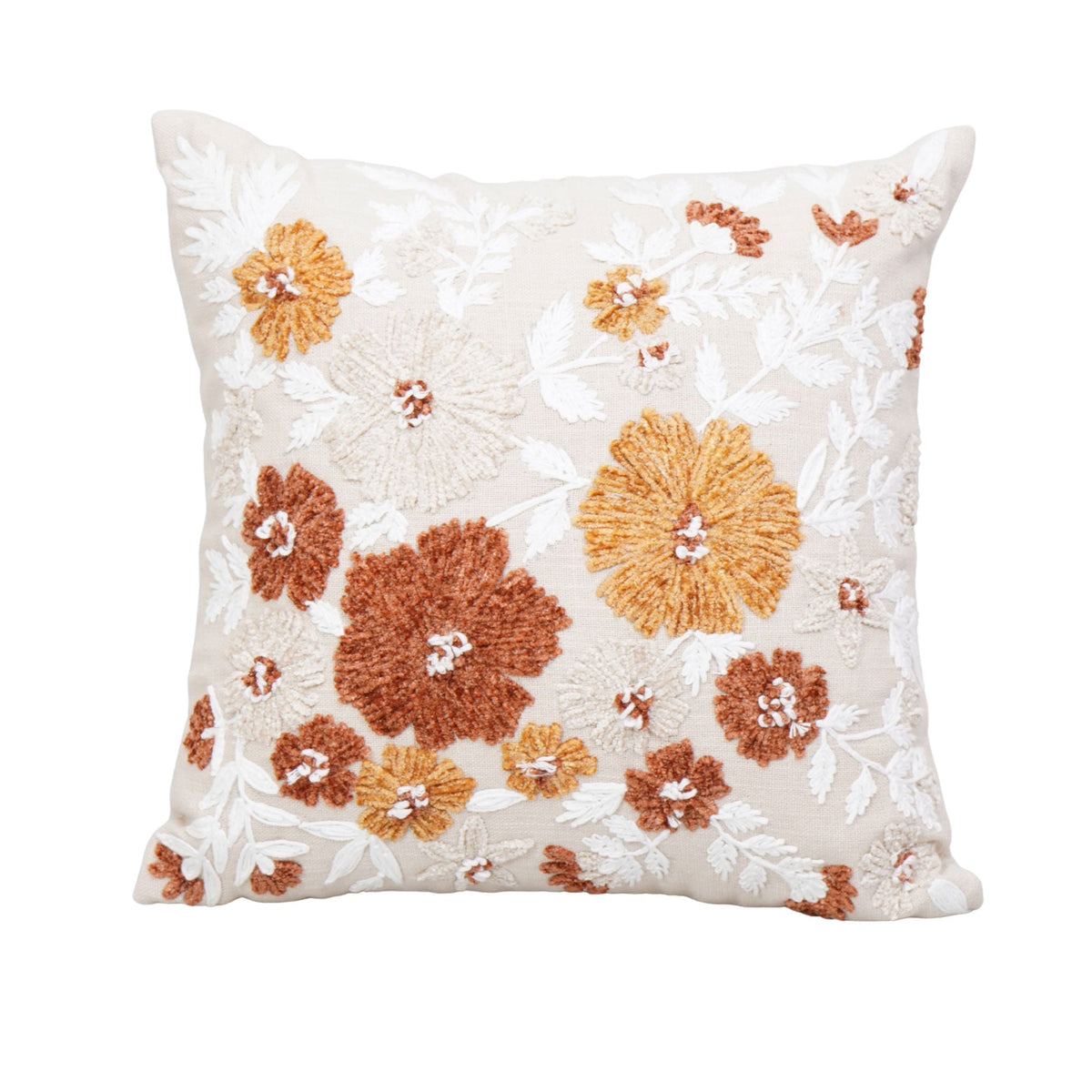 Dual Brown Floral Cushion – Rich Leafy Detailing