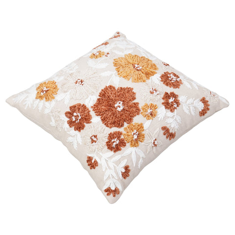 Dual Brown Floral Cushion – Rich Leafy Detailing