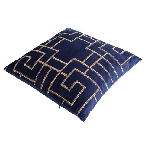 Dark Rich Blue Square – Interlinked Line Pattern
