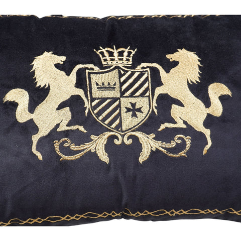 Charcoal Black Designer Cushion – Royal Emblem Horse Design