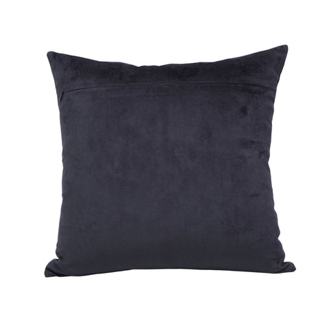 Black Designer Cushion – White Floral Thread Embroidery