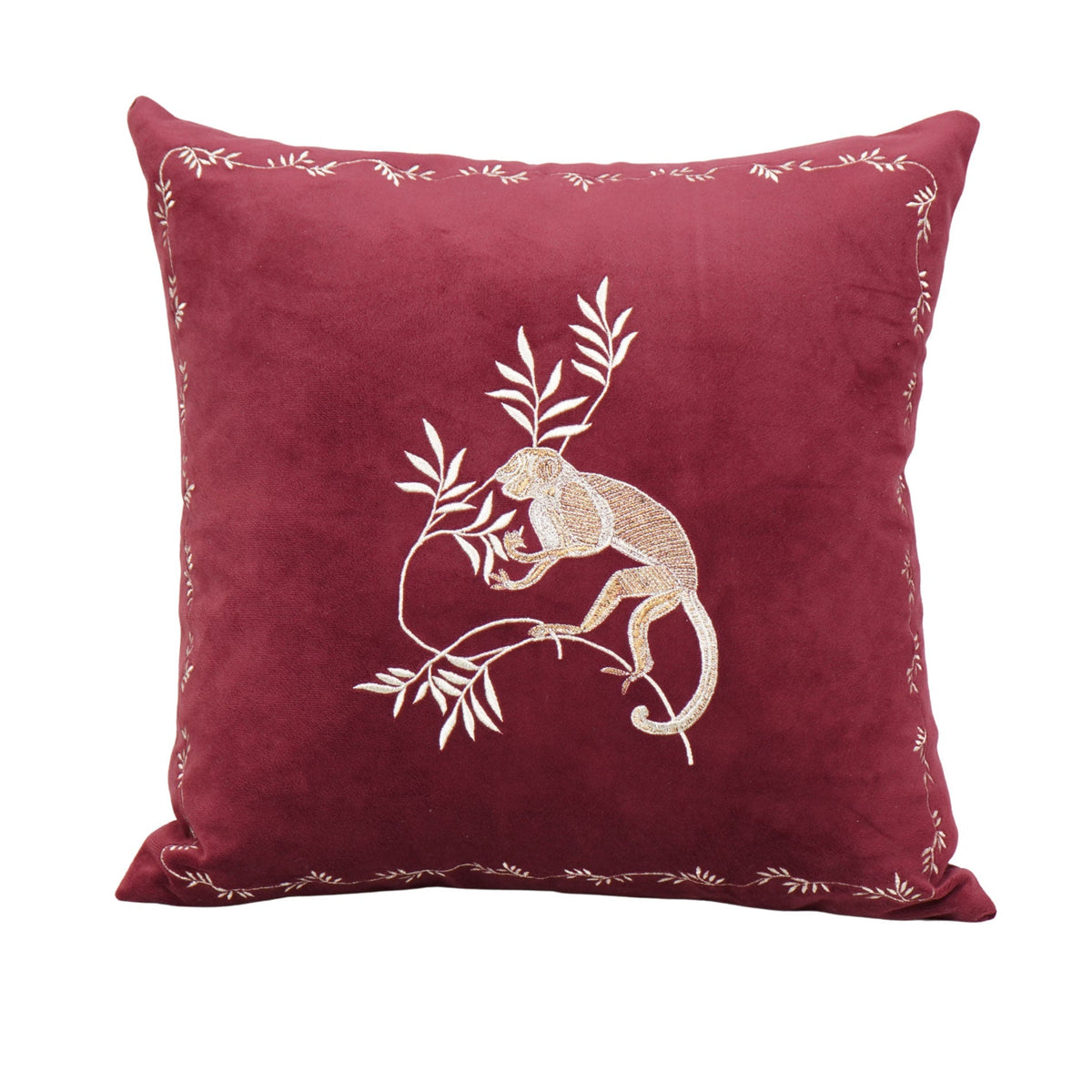 Royal Red Designer Cushion  – Chameleon Embroidery