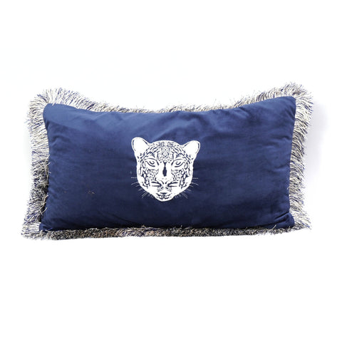 Tassel Border Designer Cushion – Tiger Face Print