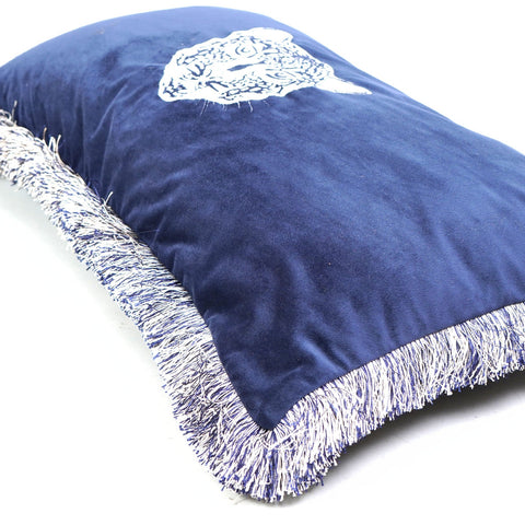 Tassel Border Designer Cushion – Tiger Face Print