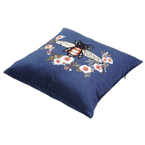 Royal Blue Designer Cushion – Butterfly Thread Embroidery