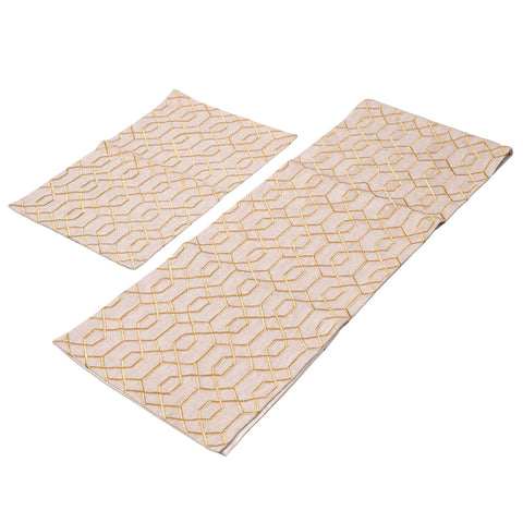 Sands of Shine – Diamond Interlink Runner in Light Beige