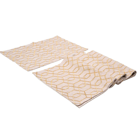 Sands of Shine – Diamond Interlink Runner in Light Beige